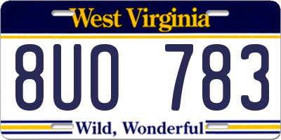 WV license plate 8UO783