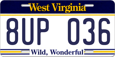 WV license plate 8UP036