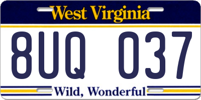 WV license plate 8UQ037