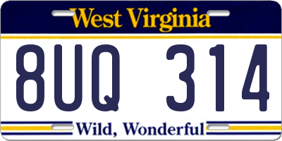 WV license plate 8UQ314