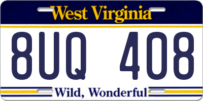 WV license plate 8UQ408