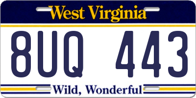 WV license plate 8UQ443