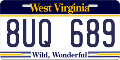 WV license plate 8UQ689