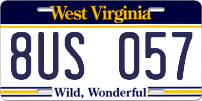 WV license plate 8US057
