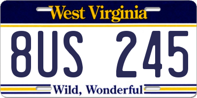 WV license plate 8US245
