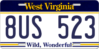 WV license plate 8US523