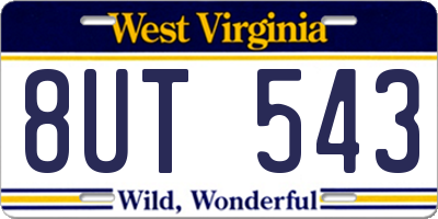 WV license plate 8UT543