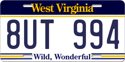 WV license plate 8UT994