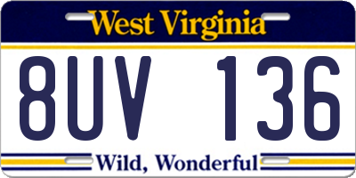 WV license plate 8UV136