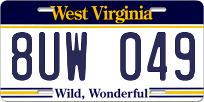 WV license plate 8UW049