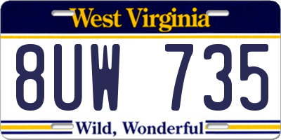 WV license plate 8UW735