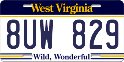 WV license plate 8UW829