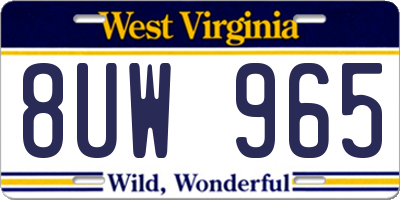 WV license plate 8UW965
