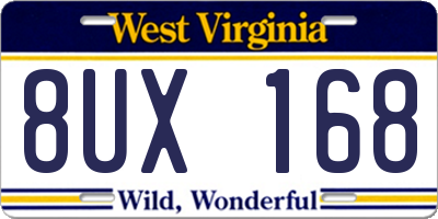 WV license plate 8UX168