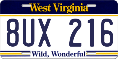 WV license plate 8UX216