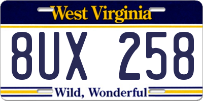 WV license plate 8UX258