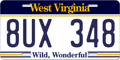 WV license plate 8UX348
