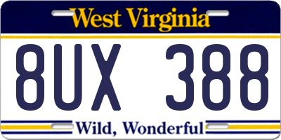 WV license plate 8UX388