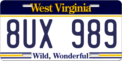 WV license plate 8UX989