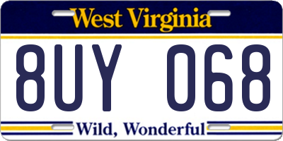 WV license plate 8UY068