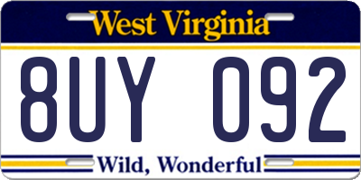 WV license plate 8UY092