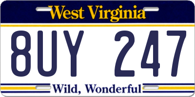WV license plate 8UY247