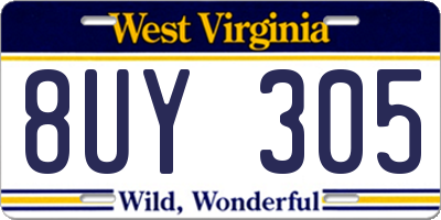 WV license plate 8UY305