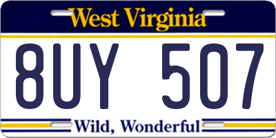 WV license plate 8UY507