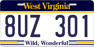 WV license plate 8UZ301