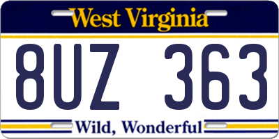 WV license plate 8UZ363