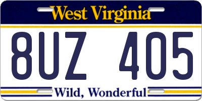 WV license plate 8UZ405