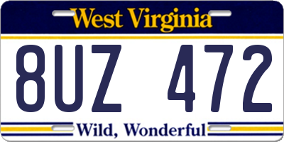 WV license plate 8UZ472