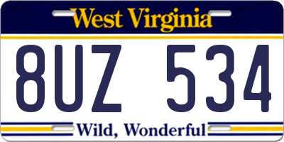 WV license plate 8UZ534