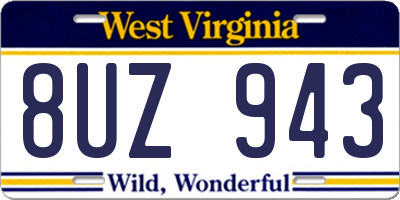 WV license plate 8UZ943