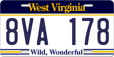 WV license plate 8VA178