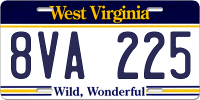 WV license plate 8VA225
