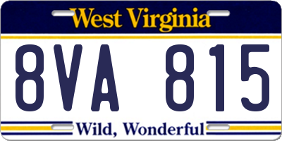 WV license plate 8VA815