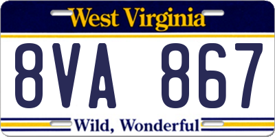 WV license plate 8VA867