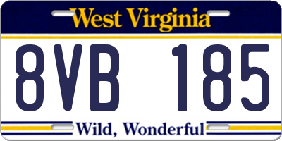 WV license plate 8VB185