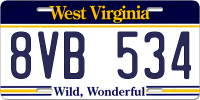WV license plate 8VB534