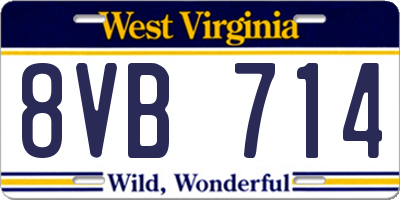 WV license plate 8VB714