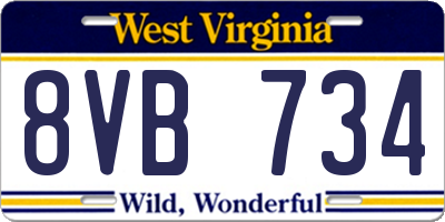 WV license plate 8VB734