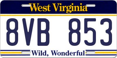 WV license plate 8VB853