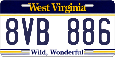WV license plate 8VB886