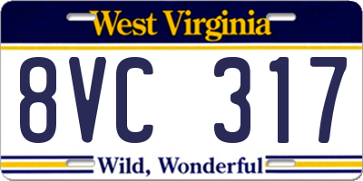 WV license plate 8VC317