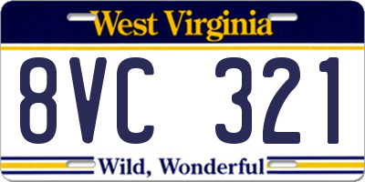 WV license plate 8VC321