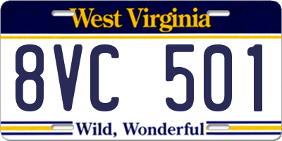 WV license plate 8VC501