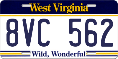 WV license plate 8VC562