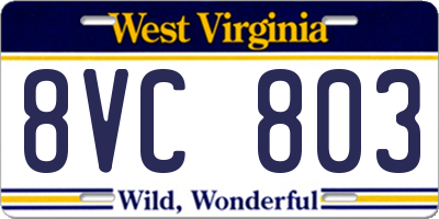 WV license plate 8VC803