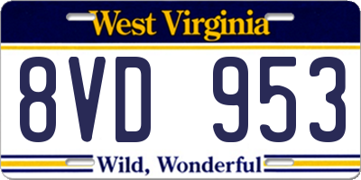 WV license plate 8VD953